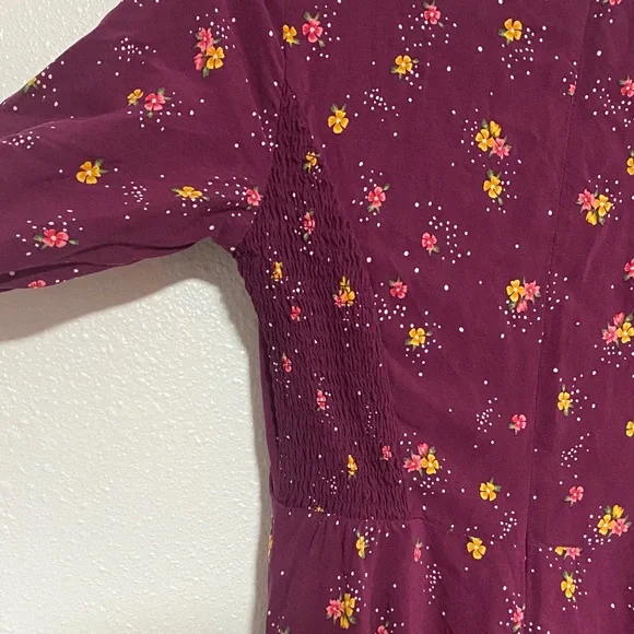 Old Navy Burgundy Floral Long Sleeve Dress - Picture 5 of 7